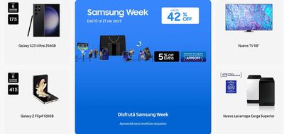 Ofertas de Electrónica y Electrodomésticos en Villa Tesei | Disfrutá Samsung Week - Hasta 42% off de Samsung | 17/4/2024 - 21/4/2024