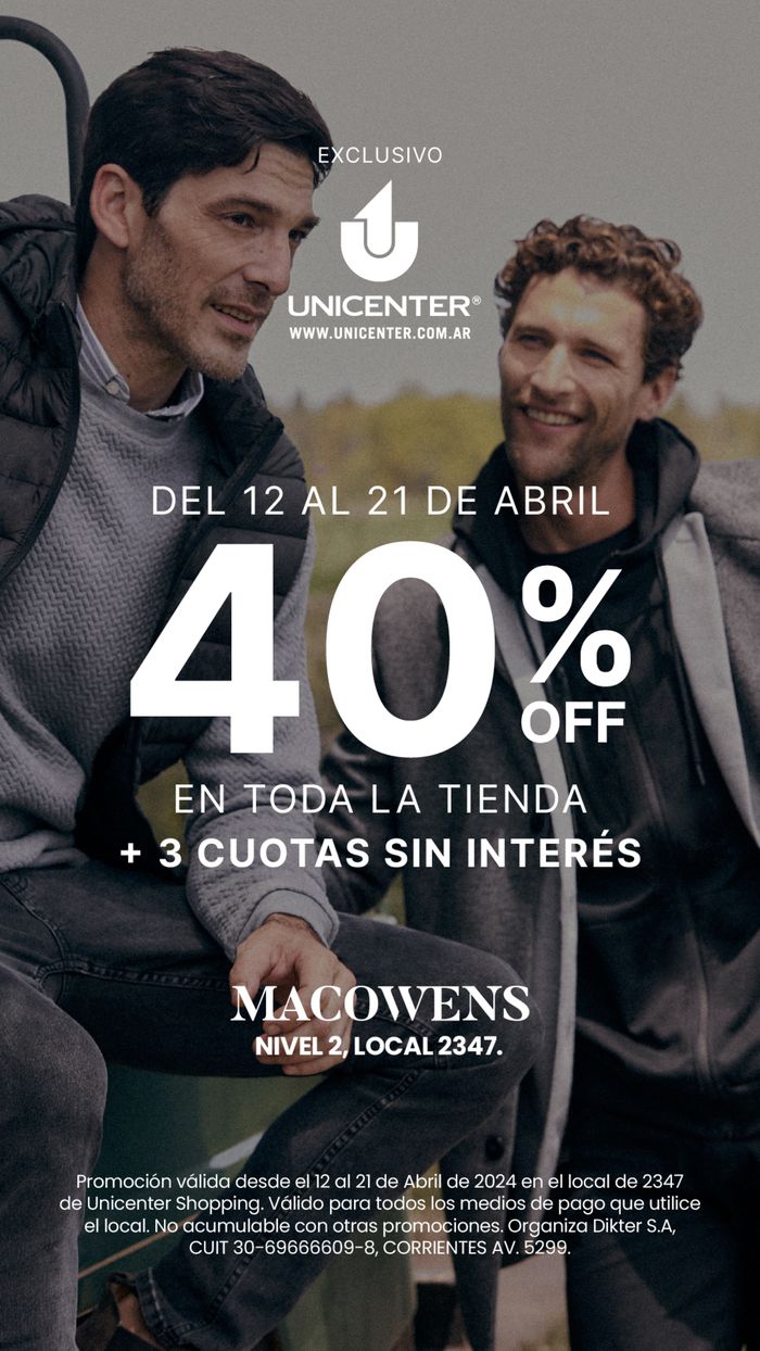 Catálogo Macowens en El Jagüel | 40% OFF en toda la tienda | 17/4/2024 - 21/4/2024