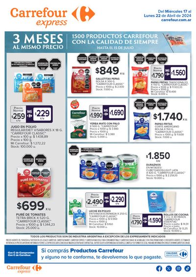Ofertas de Hiper-Supermercados en Mendoza | Catálogo Ofertas Express de Carrefour Express | 18/4/2024 - 22/4/2024