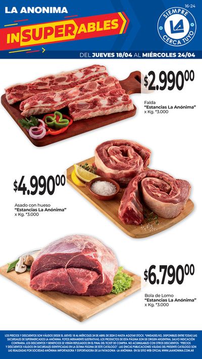 Ofertas de Hiper-Supermercados en Junín (Buenos Aires) | Carnes, frutas y verduras z1 de La Anonima | 18/4/2024 - 24/4/2024