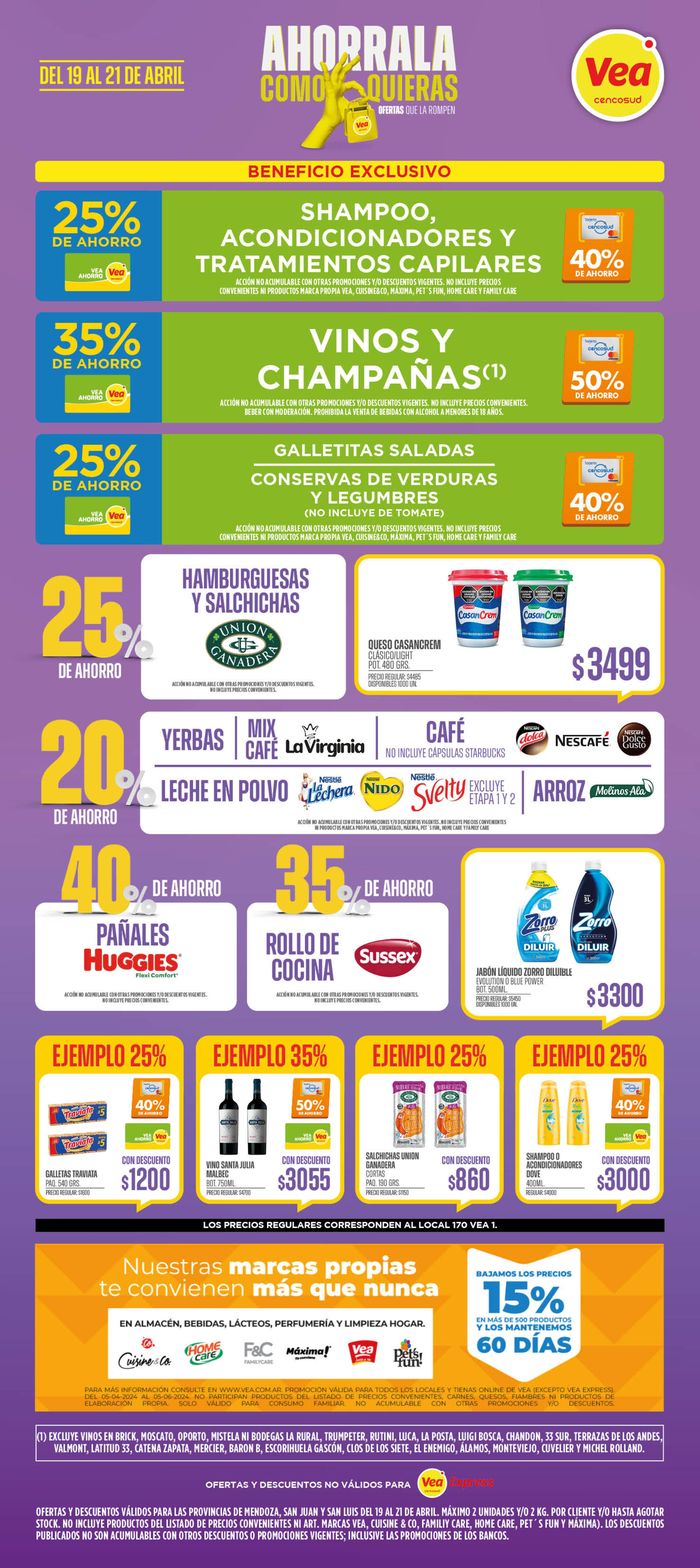 Catálogo Supermercados Vea en San Martín (Mendoza) | Ofertas Supermercados Vea FDS Cuyo | 19/4/2024 - 21/4/2024