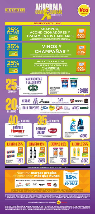 Ofertas de Hiper-Supermercados en Rivadavia (San Juan) | Ofertas Supermercados Vea FDS Cuyo de Supermercados Vea | 19/4/2024 - 21/4/2024
