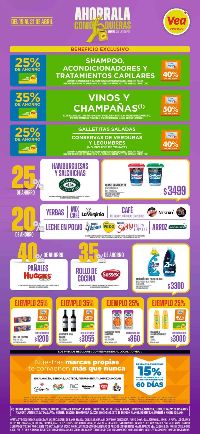 Catálogo Supermercados Vea en Junín (Buenos Aires) | Ofertas Supermercados Vea FDS ACQ NEA  | 19/4/2024 - 21/4/2024