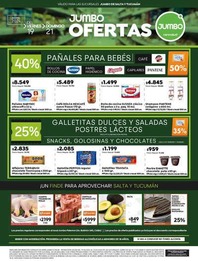 Ofertas de Hiper-Supermercados en Salta | Salta y Tucumán FDS 19 al 21 Abril  de Jumbo | 19/4/2024 - 21/4/2024