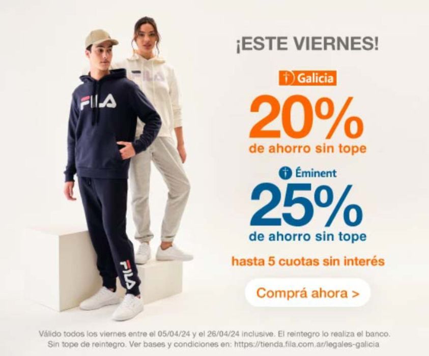 Catálogo Fila en Mendoza | ¡Este Viernes! 20% - 25% de ahorro sin tope | 19/4/2024 - 26/4/2024