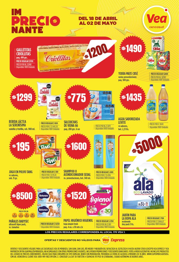 Catálogo Supermercados Vea en San Martín | Ofertas Supermercados Vea - Cuyo  | 22/4/2024 - 2/5/2024