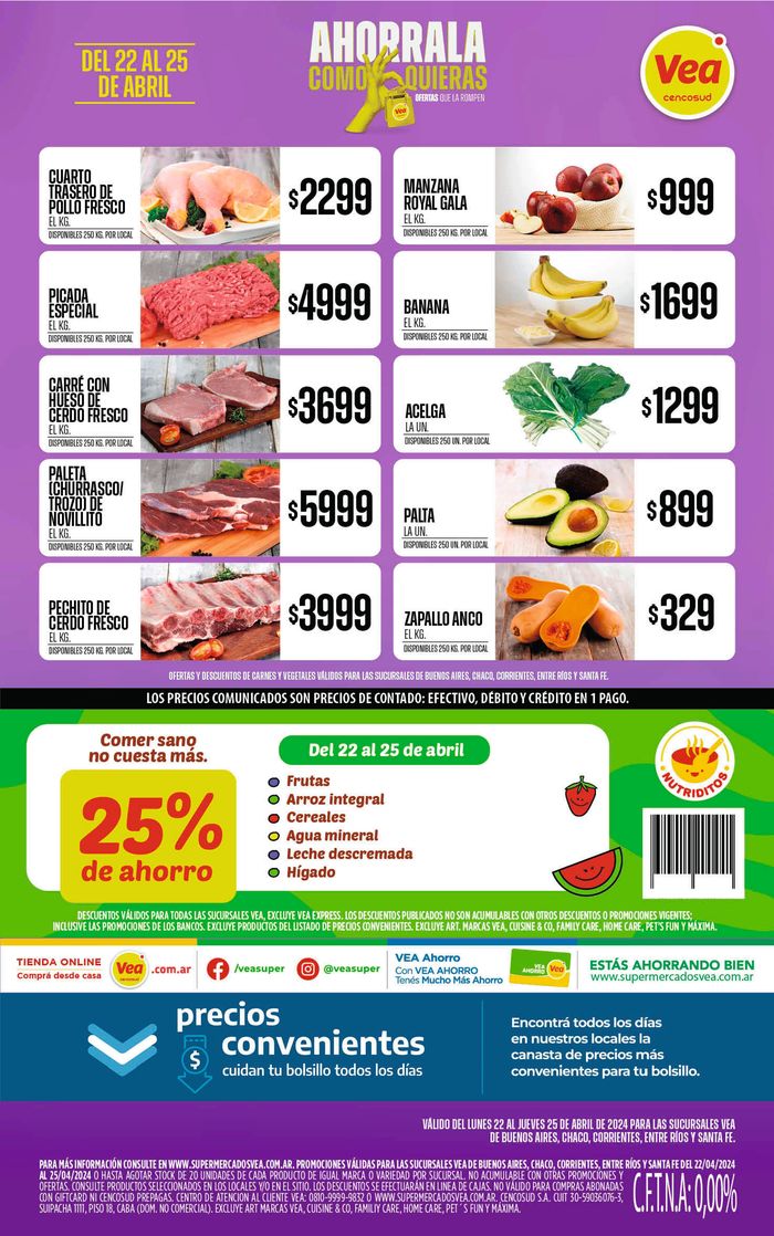 Catálogo Supermercados Vea en Gualeguaychú | Ofertas Supermercados Vea NEA | 22/4/2024 - 25/4/2024