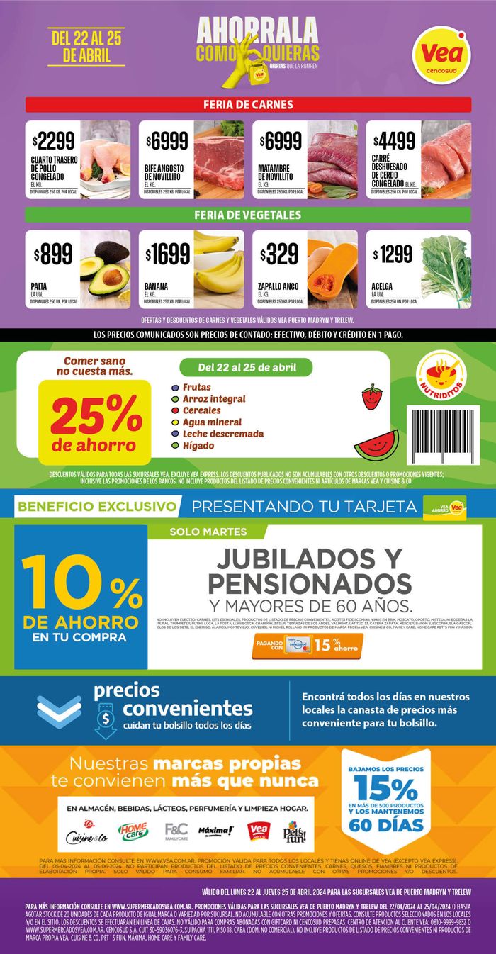 Catálogo Supermercados Vea en Trelew | Ofertas Supermercados Vea Chubut | 22/4/2024 - 25/4/2024