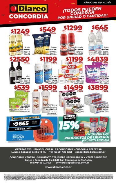 Ofertas de Hiper-Supermercados en Concordia | Diarco Ofertas Concordia de Diarco | 23/4/2024 - 28/4/2024