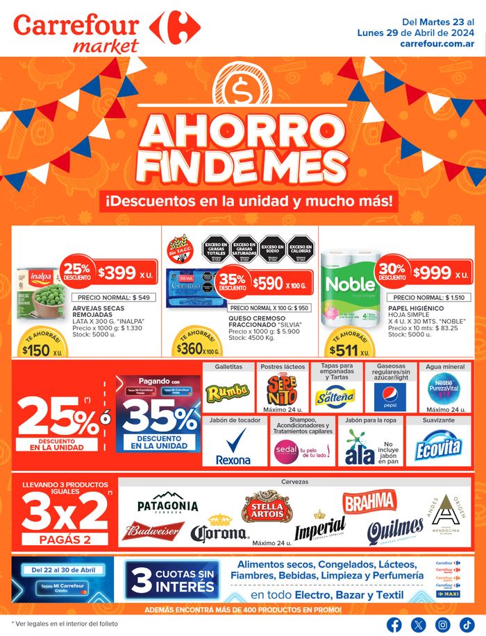 Catálogo Carrefour Market en Luján de Cuyo | Catálogo Ahorro a fin de mes Market Interior | 23/4/2024 - 29/4/2024