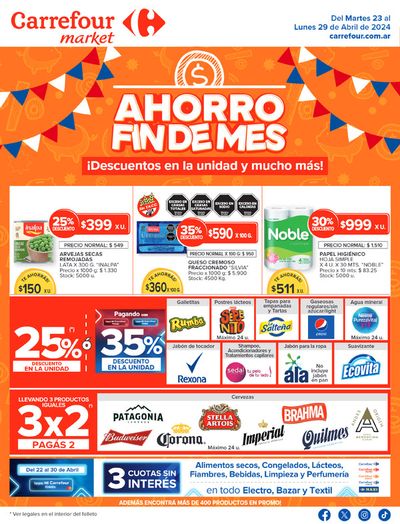 Ofertas de Hiper-Supermercados en San Miguel de Tucumán | Catálogo Ahorro a fin de mes Market Interior de Carrefour Market | 23/4/2024 - 29/4/2024