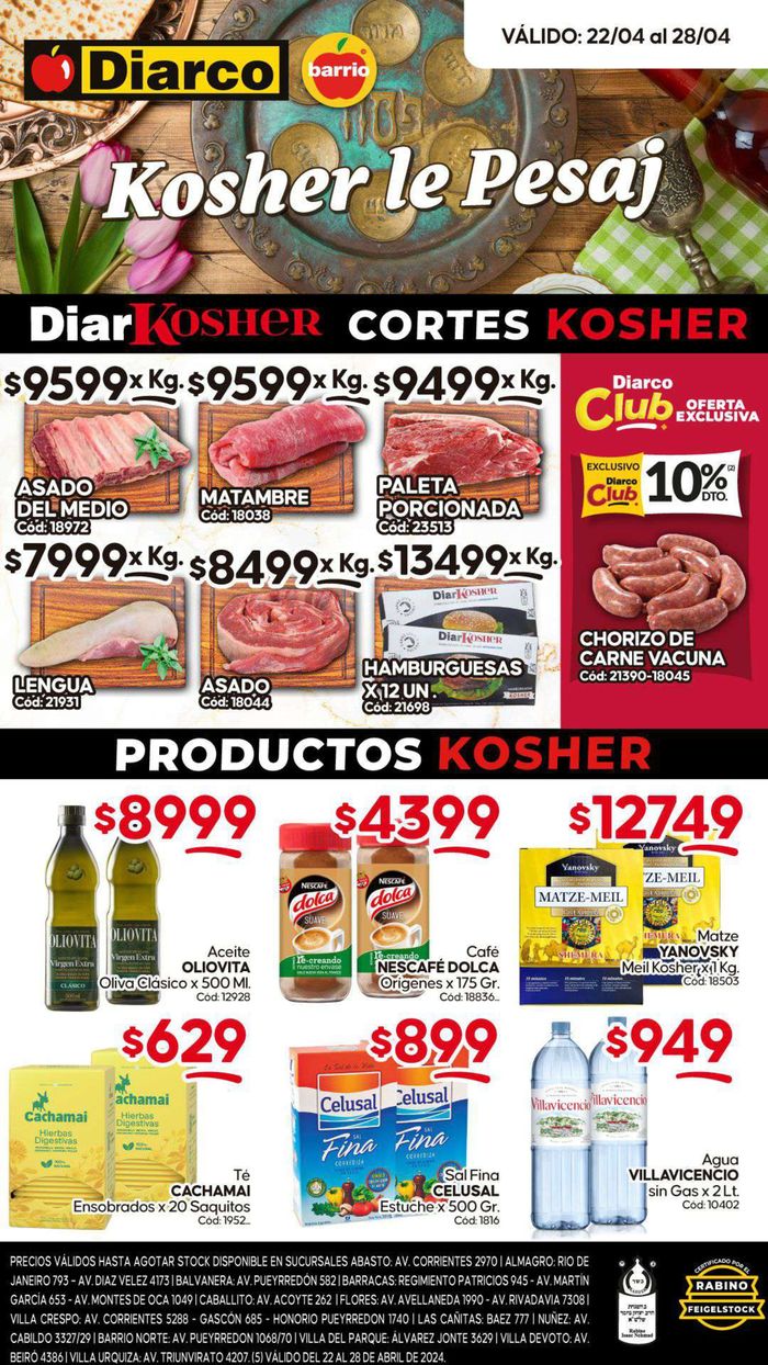 Catálogo Diarco en Buenos Aires | Diarco Ofertas Kosher | 23/4/2024 - 28/4/2024
