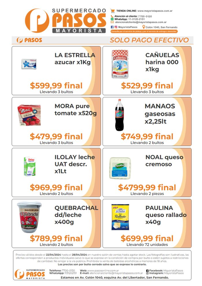 Catálogo Pasos Supermercado en Victoria (Buenos Aires) | Feria de descuentos Pasos Mayorista | 23/4/2024 - 27/4/2024