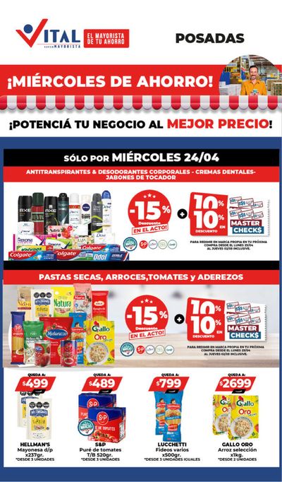 Ofertas de Hiper-Supermercados en Posadas | ¡Solo por hoy! - Posadas de Supermayorista Vital | 24/4/2024 - 24/4/2024