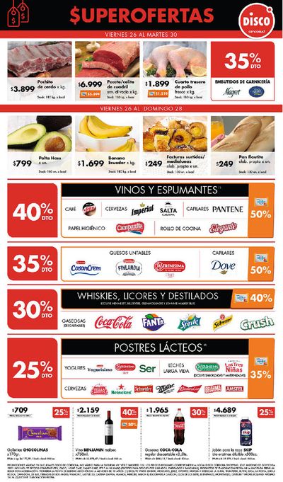 Ofertas de Hiper-Supermercados en La Falda (Córdoba) | $uperofertas Disco de Disco | 26/4/2024 - 30/4/2024