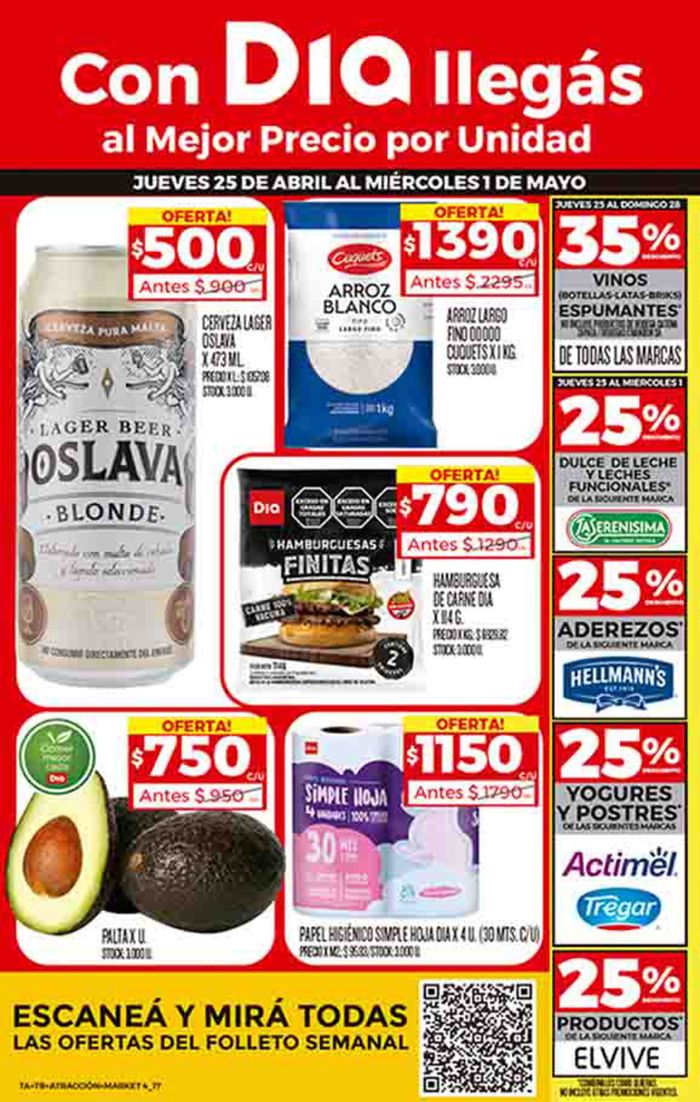 Catálogo Supermercados DIA en Valentín Alsina | Ofertas Supermercados DIA - Folleto TT | 25/4/2024 - 1/5/2024