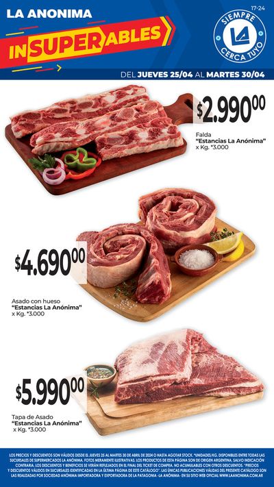 Ofertas de Hiper-Supermercados en Mercedes (Buenos Aires) | Carnes, frutas y verduras z2 de La Anonima | 25/4/2024 - 30/4/2024
