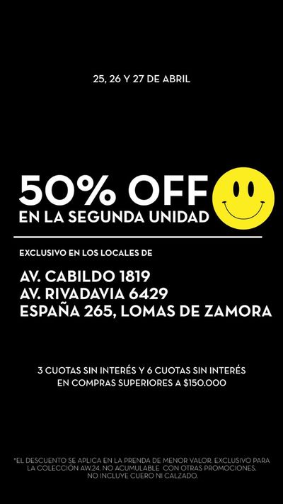 Ofertas de Ropa, Zapatos y Accesorios en Villa Luzuriaga | 50% OFF en la segunda unidad de Cuesta Blanca | 25/4/2024 - 27/4/2024