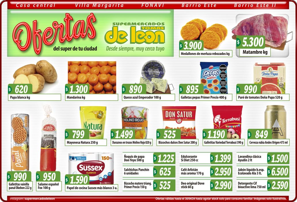 Catálogo Supermercado Tomas de Leon en General Pico | Ofertas Supermercados Tomas de Leon | 26/4/2024 - 30/4/2024