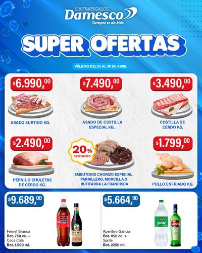 Ofertas de Hiper-Supermercados en San Lorenzo (Salta) | Ofertas Minoristas Supermercados Damesco de Supermercados Damesco | 26/4/2024 - 30/4/2024