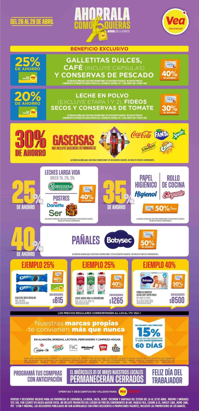 Catálogo Supermercados Vea en Concepción (Tucumán) | Supermercados Vea Fin de Semana #2 | 26/4/2024 - 28/4/2024