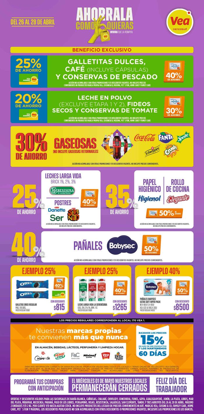 Catálogo Supermercados Vea en Paraná | Supermercados Vea Fin de semana #3 | 26/4/2024 - 28/4/2024