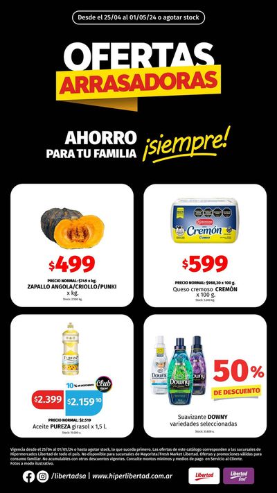 Ofertas de Hiper-Supermercados en Santiago del Estero | Catálogo Hiper Libertad de Hiper Libertad | 26/4/2024 - 1/5/2024