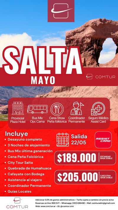 Ofertas de Viajes en San Lorenzo (Salta) | Paquetes turisticos Comtur de Comtur | 26/4/2024 - 13/7/2024