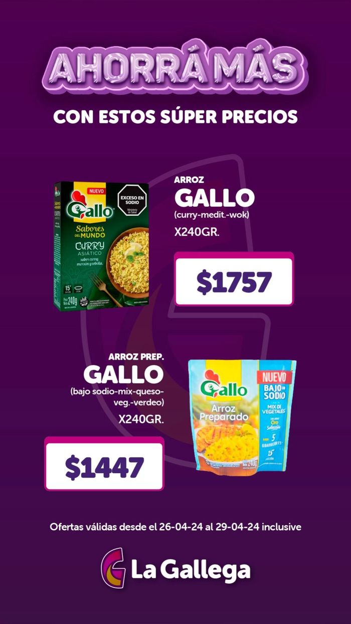 Catálogo La Gallega Supermercados en Rosario | Ahorrá más con estos súper precios con La Gallega | 29/4/2024 - 29/4/2024