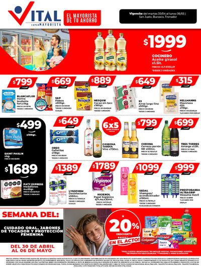 Ofertas de Hiper-Supermercados en San Miguel (Buenos Aires) | ¡Ahorrá y Disfrutá! - SJ, BZ y TR de Supermayorista Vital | 30/4/2024 - 6/5/2024