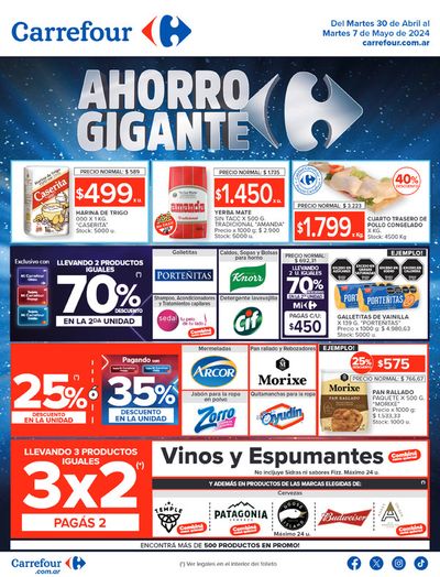 Ofertas de Hiper-Supermercados en San Miguel (Buenos Aires) | Catálogo Ahorro Gigante Hiper BS AS de Carrefour | 30/4/2024 - 7/5/2024