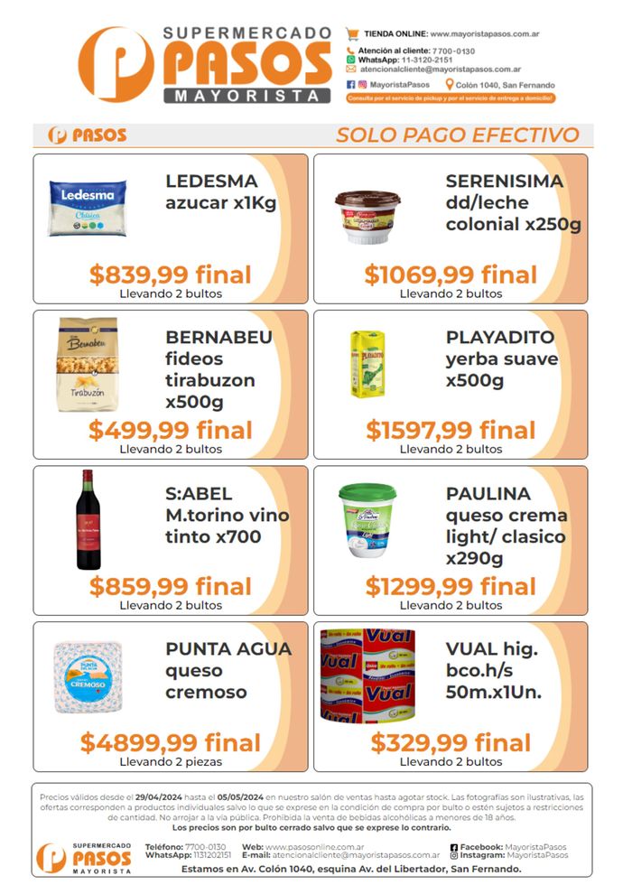 Catálogo Pasos Supermercado en Victoria (Buenos Aires) | Feria de descuentos Supermercado Pasos | 30/4/2024 - 4/5/2024