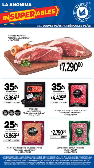 Ofertas de Hiper-Supermercados en Esquel | Carnes, frutas y verduras z7 de La Anonima | 2/5/2024 - 8/5/2024