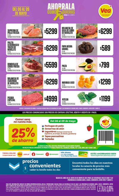 Ofertas de Hiper-Supermercados en Santa Fe | Supermercados Vea Frescos Semanal BS AS de Supermercados Vea | 7/5/2024 - 9/5/2024