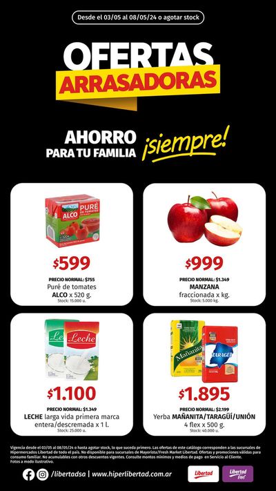 Ofertas de Hiper-Supermercados en San Miguel de Tucumán | Ofertas Arrasadoras Hiper Libertad de Hiper Libertad | 7/5/2024 - 8/5/2024