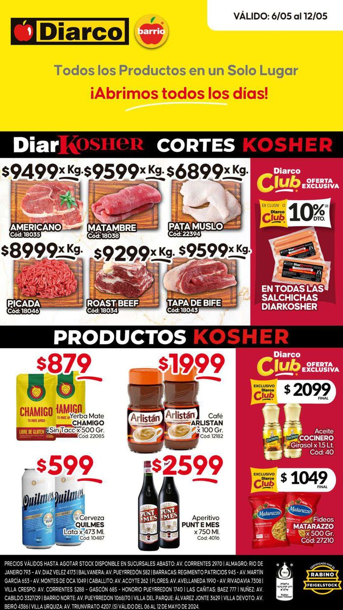 Catálogo Diarco en San Miguel (Buenos Aires) | Diarco Ofertas Kosher | 7/5/2024 - 12/5/2024