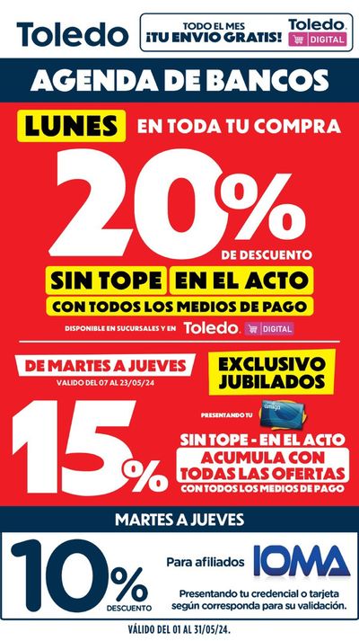 Catálogo Supermercados Toledo | Promociones bancarias Mayo Super Toledo | 7/5/2024 - 31/5/2024