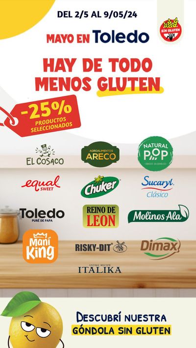 Catálogo Supermercados Toledo en Pinamar | -25% en productos seleccionados sin gluten | 7/5/2024 - 9/5/2024