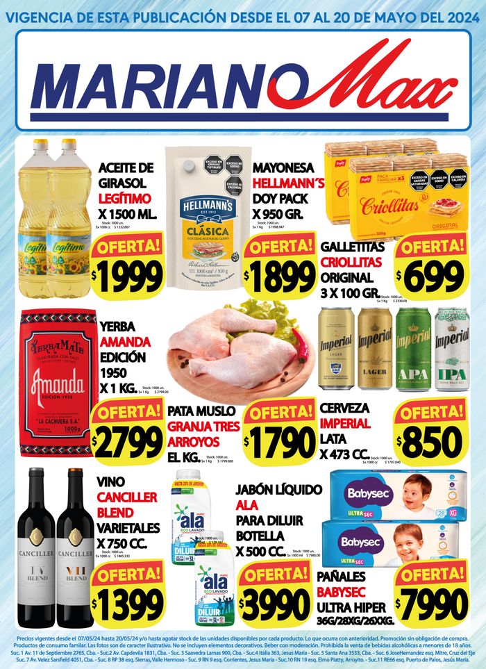 Catálogo Supermercados Mariano Max en Jesús María (Córdoba) | Catálogo Supermercados Mariano Max | 7/5/2024 - 20/5/2024