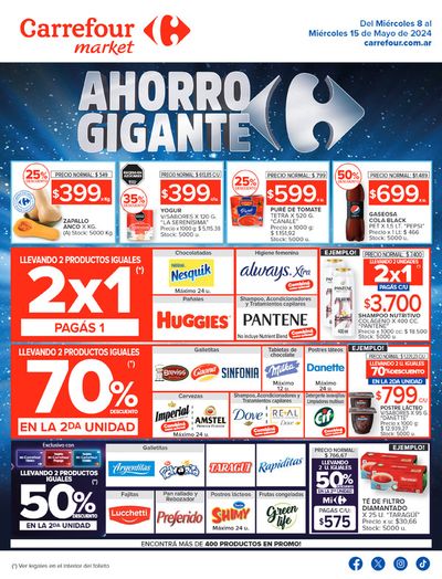 Ofertas de Hiper-Supermercados en Corrientes | Catálogo Ahorro Gigante Market Interior de Carrefour Market | 8/5/2024 - 15/5/2024