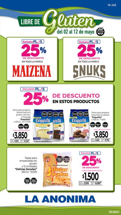Ofertas de Hiper-Supermercados en Carmen de Patagones | Especial Libre Gluten cont  de La Anonima | 10/5/2024 - 12/5/2024