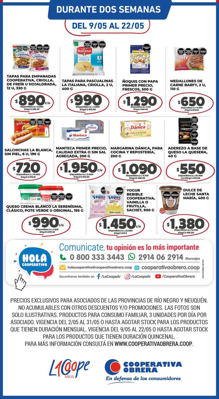 Catálogo Cooperativa Obrera en General Fernández Oro | Canasta Digital - Rio Negro y Neuquén  | 10/5/2024 - 22/5/2024