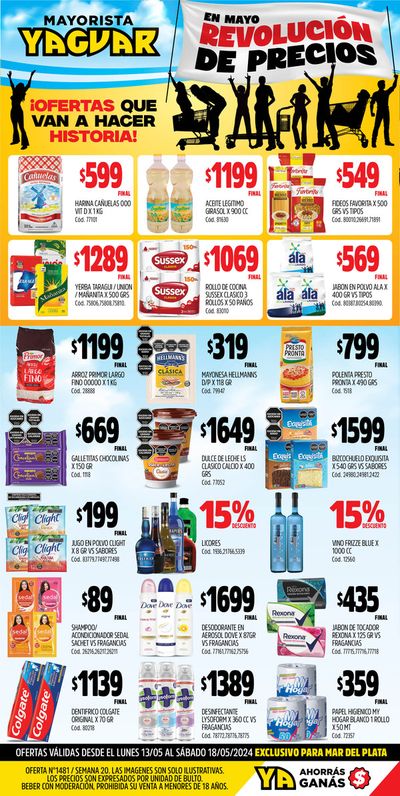 Catálogo Supermercados Yaguar en Comandante Nicanor Otamendi | Ofertas Supermercados Yaguar Mar del Plata | 13/5/2024 - 18/5/2024