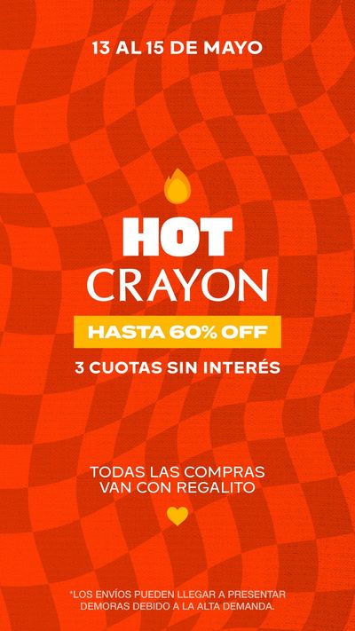 Ofertas de Juguetes, Niños y Bebés en Baradero | Hot Crayon Hasta 60% off de Crayon | 13/5/2024 - 15/5/2024