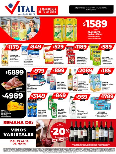 Ofertas de Hiper-Supermercados en Bahía Blanca | ¡Ahorrá y Disfrutá! Bahía Blanca de Supermayorista Vital | 14/5/2024 - 20/5/2024