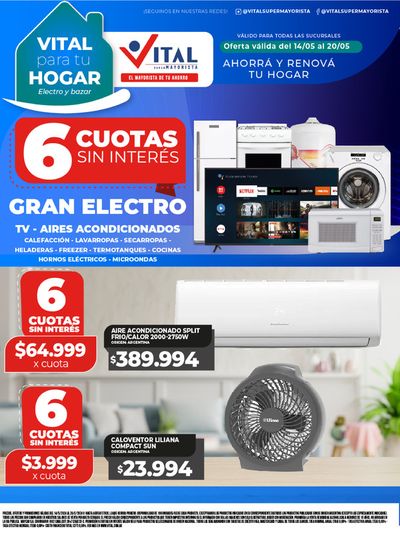 Ofertas de Hiper-Supermercados en Bahía Blanca | ¡Ahorrá y Renová tu Hogar! de Supermayorista Vital | 14/5/2024 - 20/5/2024