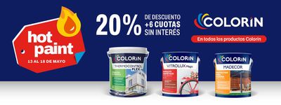 Ofertas de Ferreterías y Jardín en Claypole | Hot Paint - 20% dto en todos los productos Colorín de A Todo Color | 15/5/2024 - 18/5/2024