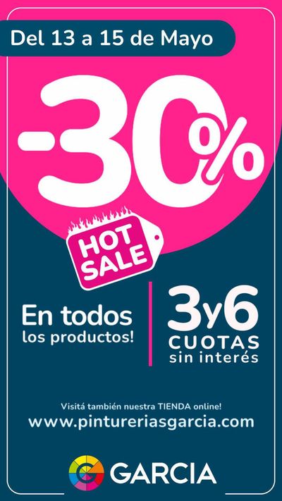 Ofertas de Ferreterías y Jardín en Abasto | Hot Sale -30% En todos los productos! de Pinturerías García | 15/5/2024 - 15/5/2024