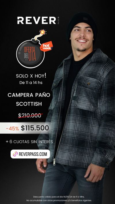 Ofertas de Ropa, Zapatos y Accesorios en Salta | Oferta del día a 14 hs 45% off de Rever Pass | 16/5/2024 - 16/5/2024