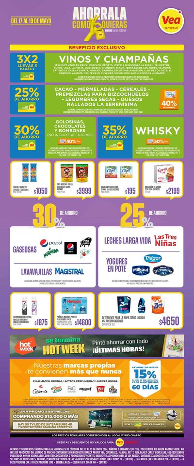 Ofertas de Hiper-Supermercados en Río Tercero | Supermercados Vea Fin de Semana CBA de Supermercados Vea | 17/5/2024 - 19/5/2024